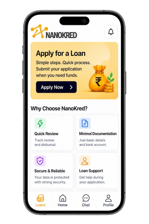 Nanokred salary advance loan app on a mobile phone
